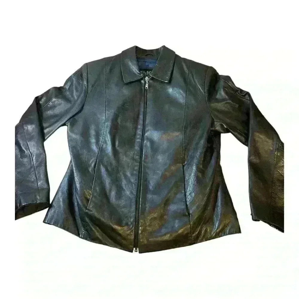 Wilsons Leather Pelle Studio Jacket Women Size Medium Full Zip Black Solid - Picture 2 of 16